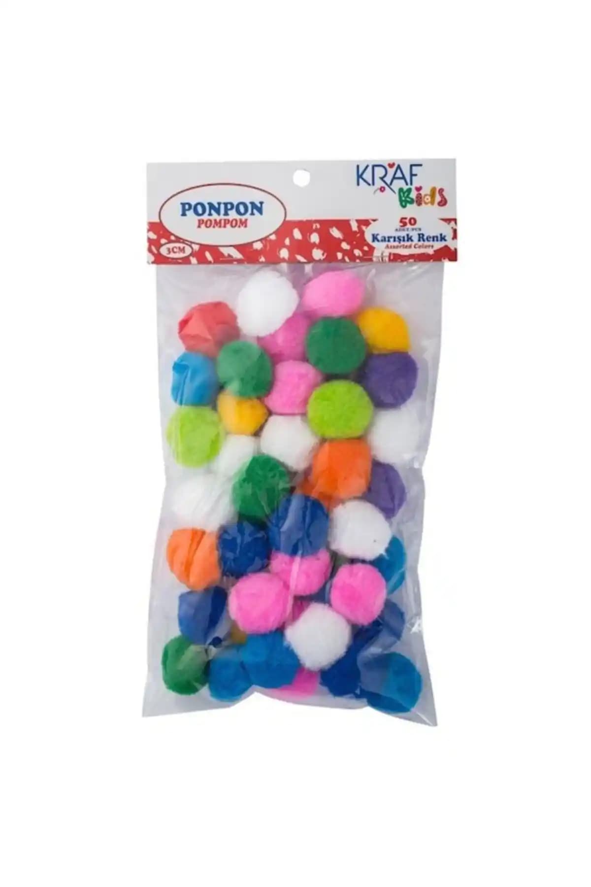 KRAF Kids Ponpon 3 Cm 50'li: Çocuklar İçin Renkli ve Eğitici Ponpon Seti