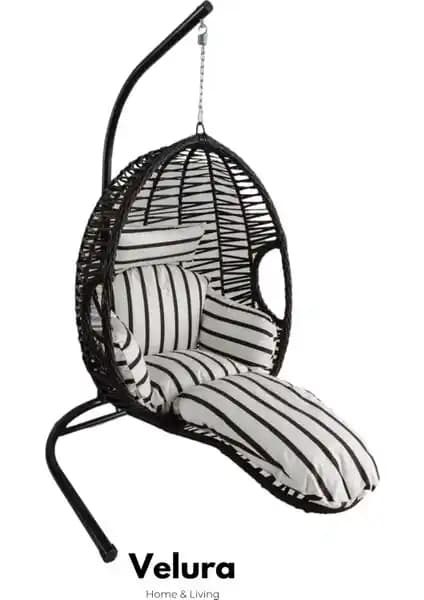 Velura Max Bahçe Salıncağı Kahve Rattan Zebra Minder ile Şıklık ve Konfor Sunar